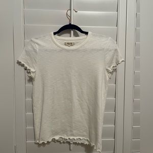Madewell white ruffle trim top